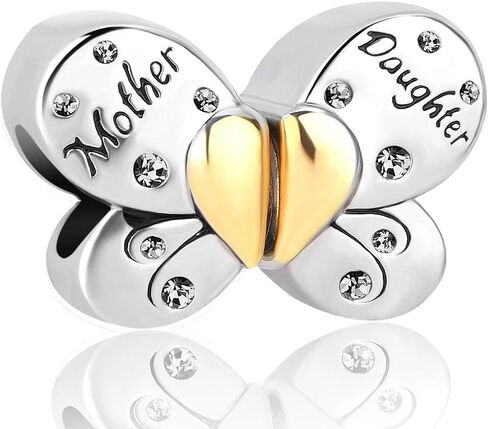 Cherris Jewellery Butterfly Charm Mother Daughter Heart Love Birthstone Beads Compatible with Pandora Charms Bracelets in Saudi Arabia