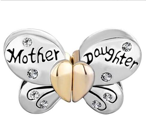 Cherris Jewellery Butterfly Charm Mother Daughter Heart Love Birthstone Beads Compatible with Pandora Charms Bracelets in Saudi Arabia