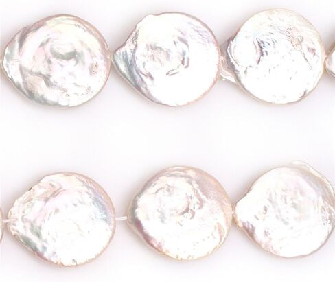 Freshwater Cultured Pearl Beads for Jewelry Making Natural Gemstone 23x26mm Big Large White Coin 15" JOE FOREMAN in Saudi Arabia