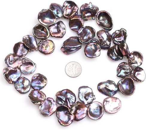 Freshwater Cultured Pearl Beads for Jewelry Making Natural Gemstone 23x26mm Big Large White Coin 15" JOE FOREMAN in Saudi Arabia