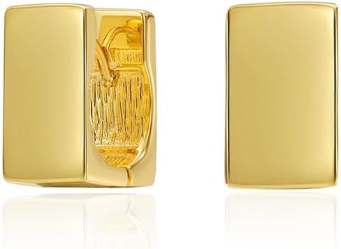 اقراط حلقية ذهبية للنساء، اقراط حلقية مربعة بتصميم هندسي بسيط، مجوهرات للهدايا، مقاس M، نحاس، حجر ذهبي in Kuwait