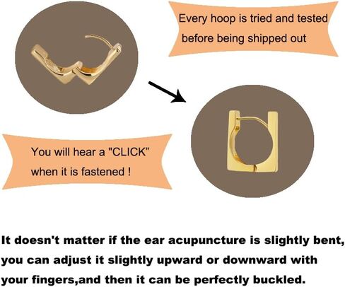 اقراط حلقية ذهبية للنساء، اقراط حلقية مربعة بتصميم هندسي بسيط، مجوهرات للهدايا، مقاس M، نحاس، حجر ذهبي in Kuwait