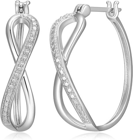 Rhodium Plated 925 Sterling Silver Textured Infinity Loop Hoop Earrings in Saudi Arabia