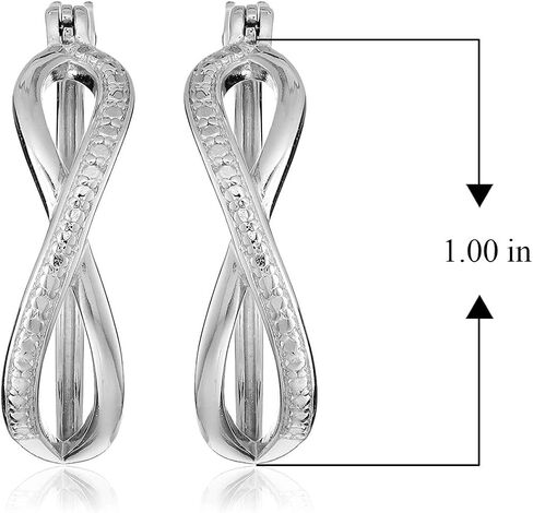 Rhodium Plated 925 Sterling Silver Textured Infinity Loop Hoop Earrings in Saudi Arabia