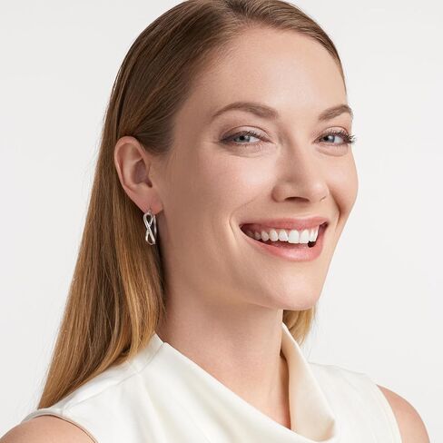 Rhodium Plated 925 Sterling Silver Textured Infinity Loop Hoop Earrings in Saudi Arabia