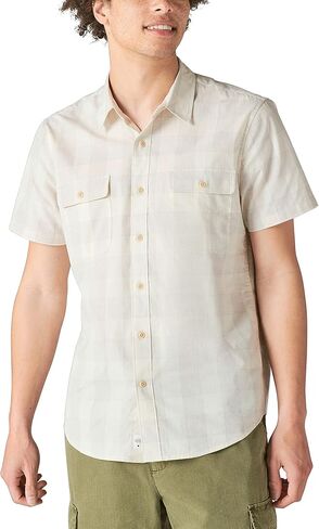 Lucky Brand Men's Workwear Short Sleeve Shirt, Grey Plaid, X-Large in Saudi Arabia