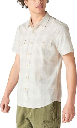 Lucky Brand Men's Workwear Short Sleeve Shirt, Grey Plaid, X-Large in Saudi Arabia