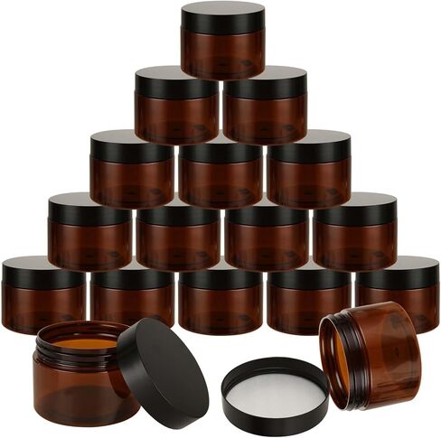 50 Pack 4oz Plastic Containers with Lids, Refillable Small Jars Cosmetic Containers with Black Lids, Leakproof Travel Jars for Beauty Products Makeup Creams Ointments Storage in Saudi Arabia