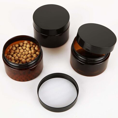 50 Pack 4oz Plastic Containers with Lids, Refillable Small Jars Cosmetic Containers with Black Lids, Leakproof Travel Jars for Beauty Products Makeup Creams Ointments Storage in Saudi Arabia