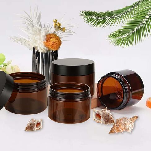 50 Pack 4oz Plastic Containers with Lids, Refillable Small Jars Cosmetic Containers with Black Lids, Leakproof Travel Jars for Beauty Products Makeup Creams Ointments Storage in Saudi Arabia