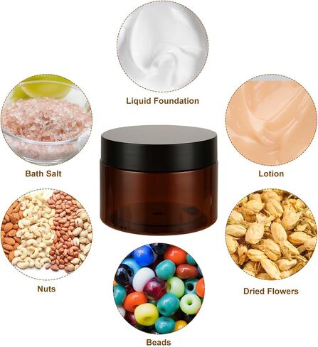 50 Pack 4oz Plastic Containers with Lids, Refillable Small Jars Cosmetic Containers with Black Lids, Leakproof Travel Jars for Beauty Products Makeup Creams Ointments Storage in Saudi Arabia