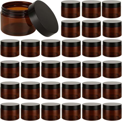 50 Pack 4oz Plastic Containers with Lids, Refillable Small Jars Cosmetic Containers with Black Lids, Leakproof Travel Jars for Beauty Products Makeup Creams Ointments Storage in Saudi Arabia