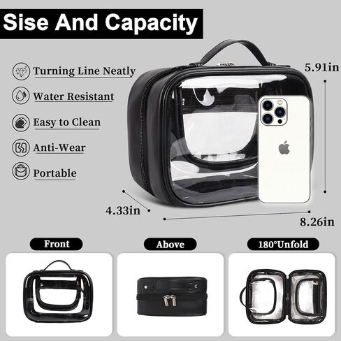 حقيبة تنظيم المكياج الشفافة من XSUIOY، حقائب مستحضرات تجميل للسفر ذات سعة كبيرة مع مقابض حقيبة مستحضرات تجميل مقاومة للماء وحقائب أدوات الزينة تناسب حمل حقيبة تخزين الأساسيات للنساء (وردي) in Kuwait