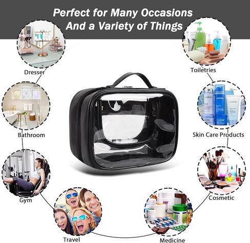 حقيبة تنظيم المكياج الشفافة من XSUIOY، حقائب مستحضرات تجميل للسفر ذات سعة كبيرة مع مقابض حقيبة مستحضرات تجميل مقاومة للماء وحقائب أدوات الزينة تناسب حمل حقيبة تخزين الأساسيات للنساء (وردي) in Kuwait