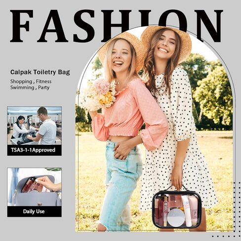 حقيبة تنظيم المكياج الشفافة من XSUIOY، حقائب مستحضرات تجميل للسفر ذات سعة كبيرة مع مقابض حقيبة مستحضرات تجميل مقاومة للماء وحقائب أدوات الزينة تناسب حمل حقيبة تخزين الأساسيات للنساء (وردي) in Kuwait