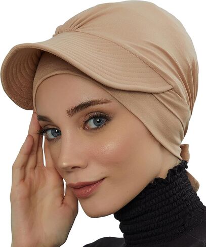 Instant Turban for Women's, 95% Cotton Bonnet, Head Wrap, Lightweight Headwear, Visor Cap in Kuwait