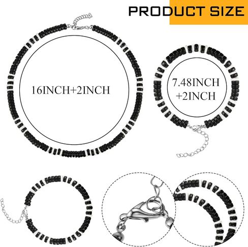 Yinkin 8 Pcs Puka Shell Beads Necklace and Bracelet Set 4 Pcs Summer Seashell Necklaces Adjustable Surfer Chokers 4 Pcs Shell Bracelet for Men Women Beach in Saudi Arabia