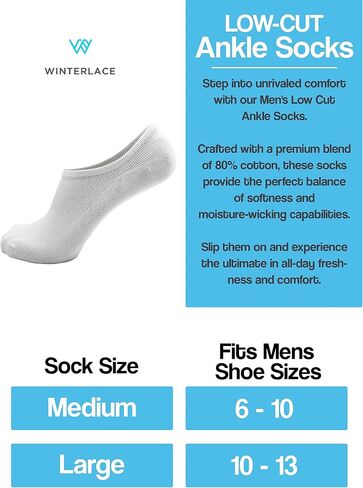 Winterlace 10 أزواج من الجوارب الرجالية ذات القطع المنخفض للكاحل من القطن بدون عرض غير قابلة للانزلاق حزمة رياضية رياضية كبيرة الحجم in Kuwait