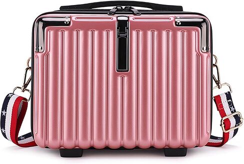 Mini Suitcase Hard Shell Makeup Bag Travel Cosmetic Case Portable Makeup Luggage with Shoulder Strap for Women White in Saudi Arabia
