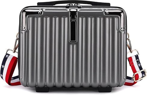 Mini Suitcase Hard Shell Makeup Bag Travel Cosmetic Case Portable Makeup Luggage with Shoulder Strap for Women White in Saudi Arabia