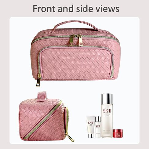 Makeup Bag - Large Capacity Travel Cosmetic Bag Black,With Separate Makeup Brush Compartment in Saudi Arabia