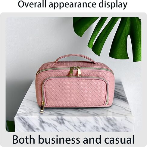 Makeup Bag - Large Capacity Travel Cosmetic Bag Black,With Separate Makeup Brush Compartment in Saudi Arabia