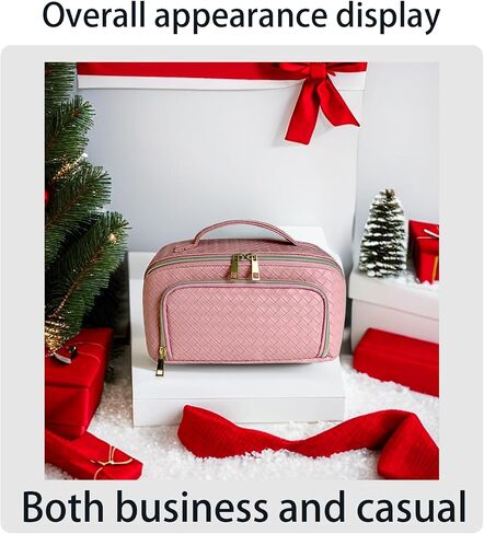 Makeup Bag - Large Capacity Travel Cosmetic Bag Black,With Separate Makeup Brush Compartment in Saudi Arabia
