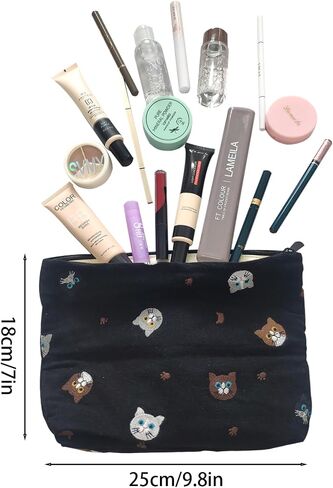 Makeup Bag - Large Capacity Travel Cosmetic Bag Black,With Separate Makeup Brush Compartment in Saudi Arabia