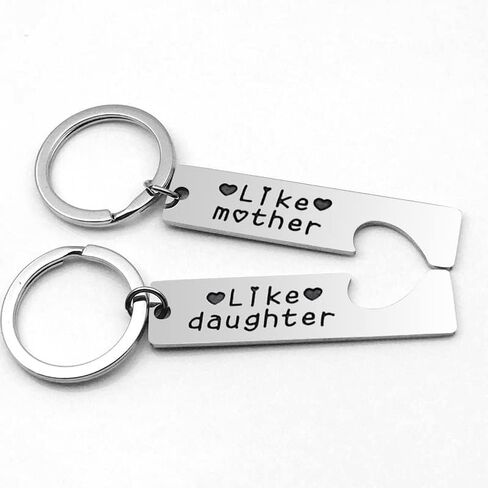 هدايا عيد ميلاد للام من الابنة، هدايا الكريسماس للبنات والام والابنة للنساء - مجموعة سلسلة مفاتيح مثل الام مثل الابنة والام والابنة لشخصين، فضي، S in Kuwait