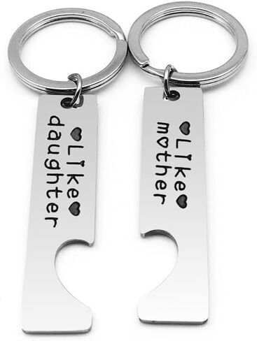 هدايا عيد ميلاد للام من الابنة، هدايا الكريسماس للبنات والام والابنة للنساء - مجموعة سلسلة مفاتيح مثل الام مثل الابنة والام والابنة لشخصين، فضي، S in Kuwait