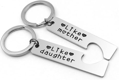 هدايا عيد ميلاد للام من الابنة، هدايا الكريسماس للبنات والام والابنة للنساء - مجموعة سلسلة مفاتيح مثل الام مثل الابنة والام والابنة لشخصين، فضي، S in Kuwait