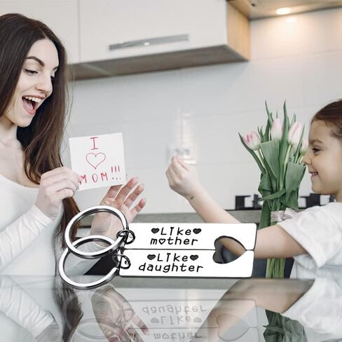 هدايا عيد ميلاد للام من الابنة، هدايا الكريسماس للبنات والام والابنة للنساء - مجموعة سلسلة مفاتيح مثل الام مثل الابنة والام والابنة لشخصين، فضي، S in Kuwait