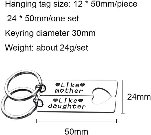 هدايا عيد ميلاد للام من الابنة، هدايا الكريسماس للبنات والام والابنة للنساء - مجموعة سلسلة مفاتيح مثل الام مثل الابنة والام والابنة لشخصين، فضي، S in Kuwait