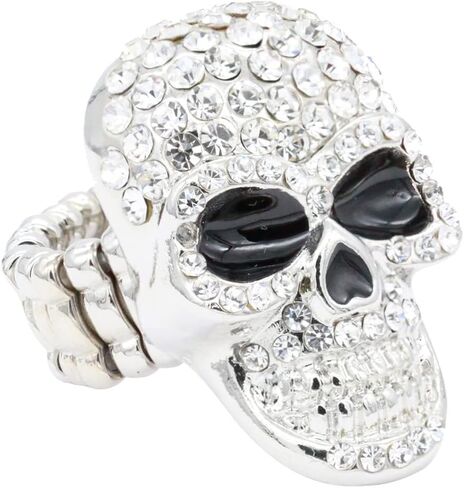 Lavencious Skull Shape Rhinestone Stretch Ring for Women Size for 7-9 in Kuwait