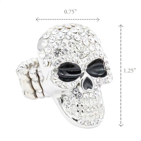 Lavencious Skull Shape Rhinestone Stretch Ring for Women Size for 7-9 in Kuwait