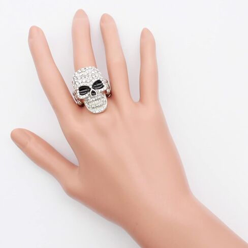 Lavencious Skull Shape Rhinestone Stretch Ring for Women Size for 7-9 in Kuwait