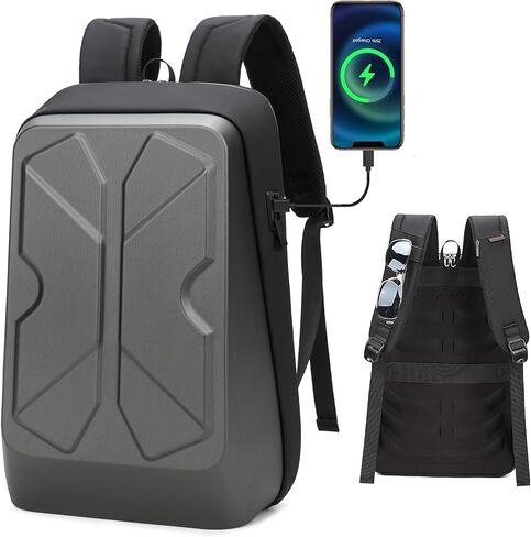 جوكو سيلي شنطة ظهر للابتوب للسفر من هارد شيل، شنطة ظهر للالعاب مقاومة للماء مع منفذ شحن يو اس بي، شنطة ظهر رفيعة للرجال مقاس 15.6 انش، لون رمادي، مقاس واحد، حقائب ظهر يومية in Kuwait