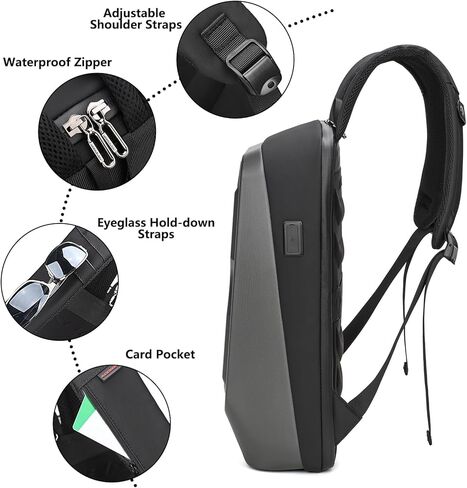 جوكو سيلي شنطة ظهر للابتوب للسفر من هارد شيل، شنطة ظهر للالعاب مقاومة للماء مع منفذ شحن يو اس بي، شنطة ظهر رفيعة للرجال مقاس 15.6 انش، لون رمادي، مقاس واحد، حقائب ظهر يومية in Kuwait