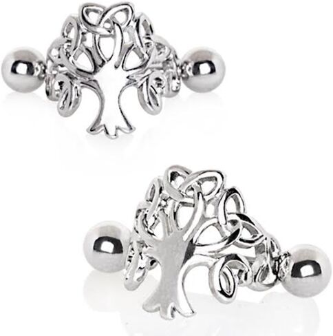 حلق على شكل شجرة الحياة من الفولاذ المقاوم للصدأ 316L من WildKlass - يُباع بالقطعة in Kuwait