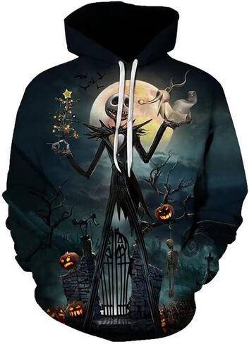 Opeybews Nightmare Before Christmas Jack Sally Novelty Hoodie 3D Print Sweatshirts in Saudi Arabia