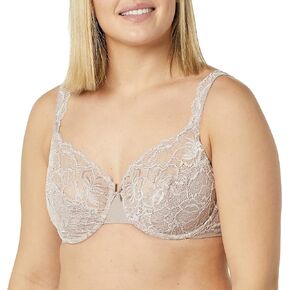Bali Lace Desire Underwire Bra, Full-Coverage Lace Bra with Underwire Cups, Plunging Underwire Bra for Everyday Comfort