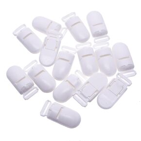 60Pcs/Pack Pacifier Clip Holder Plastic Mitten Binky Clip for DIY Personalized Teething Toys Baby Blankets Bib Chain Holder White Color 15mm