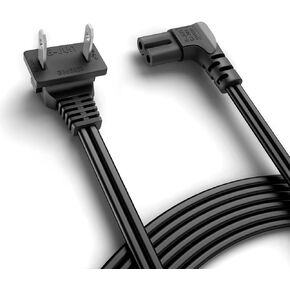 TV Power Cord,Universal 2 Prong Angled Non-Polarized 18 AWG Power Cord,NEMA 1-15P to IEC320 C7 Figure 8 Shotgun Connector AC Power Supply Cable Wire Socket Plug Jack (Black, 3.3FT)