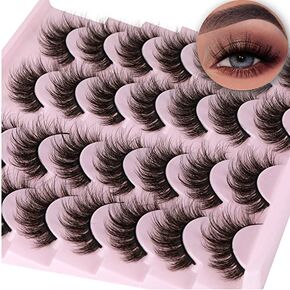 Wispy Mink Lashes Natural False Eyelashes Fluffy 16mm Cat Eye Lashes Pack 5D 14 Pairs Fake Eyelashes by TNFVLONEINS