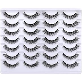 Newcally Cat Eye Lashes Natural Look False Eyelashes Short Wispy 3D Fluffy Fake Eye Lashes Pack 14 Pairs