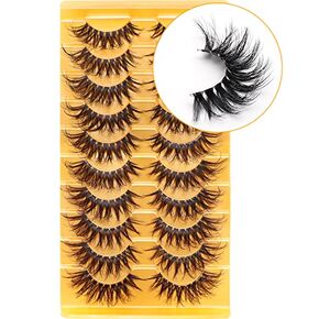 رموش Veleasha الروسية ذات الشريط الشفاف تبدو مثل وصلات الرموش D Curl Lash Strips، عبوة من 10 أزواج (DT01)
