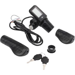 Electric Bike Throttle Grip, 805 LCD Display Panel Throttle Grip Set Electric Bike Scooter Twist Half Throttle Grip with LCD Panel for 22.5mm Handlebars