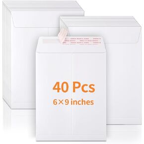 40 Pack Catalog Envelopes Self Seal, 6 x 9 Inches Catalog Mailing Envelopes,White Manila Envelopes for Mailing, Organize, Storage, Home, Office