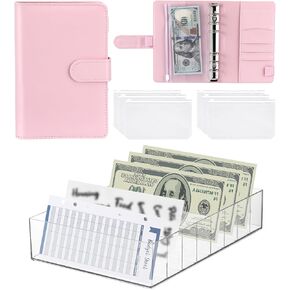 منظم أموال أكريليك A6 مجموعة مجلد الميزانية 8 أقسام منظم صينية الميزانية النقدية النقدية مع مجلد الميزانية وأظرف سحاب مقسم بلاستيكي مجموعة حامل تخزين الفواتير للمغلف النقدي in Kuwait