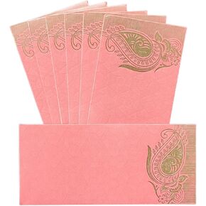 Jhintemetic® - Pack of 25 Matellic 5 Colours of 5 Each Randomly Picked Colourful Designer Shagun Lifafa/Money Gift Envelope with Golden Matellic Keri for Gifting Money on any occasion